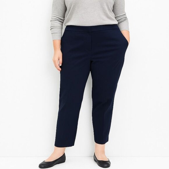 J JIll Womens Cotton Stretch Slim Leg Pants Ankle Navy Blue Size 18 Tall - Picture 1 of 13